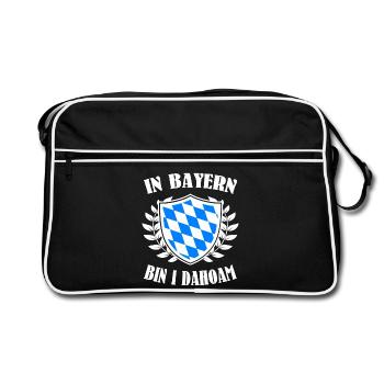In Bayern bin i dahoam - Retro Tasche - Schwarz/Weiß - Vorne