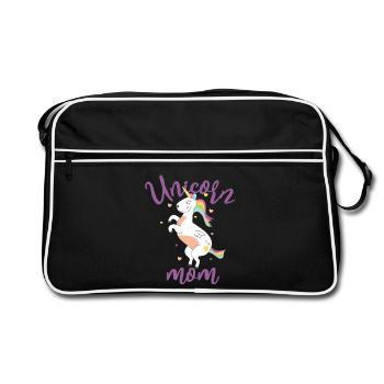 Einhorn Mutter - Mütter sind Unicorn Special - Retro Tasche - Schwarz/Weiß - Vorne