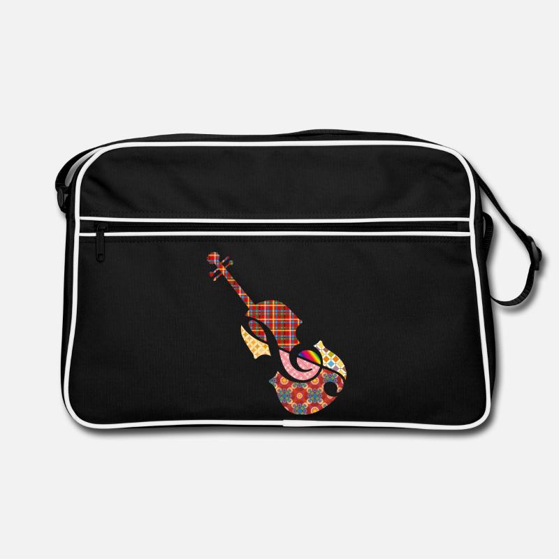 schöne Patchwork Violine mit Violinschlüssel Retro Tasche