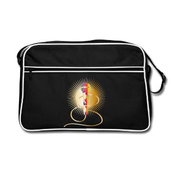 golden microphone with rainbow elements - Retro Bag - black/white - Front