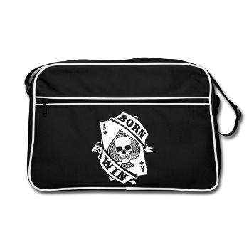 BORN TO WIN - Retro Bag - black/white - Front