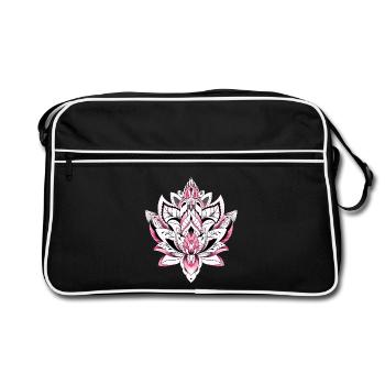lotus mandala couleur rose - Sac Retro - noir/blanc - Devant