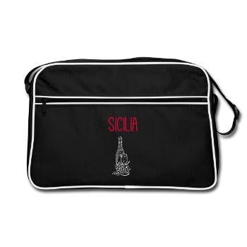 Connaisseurs de vin de Sicile – Souvenir exclusif - Sac Retro - noir/blanc - Devant