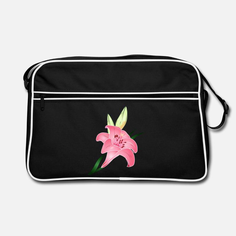 fleur de lys rose avec deux bourgeons Sac Retro
