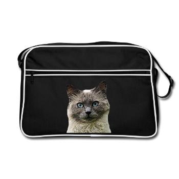 Cat Cats cat Cats Cat Head - Retro Bag - black/white - Front