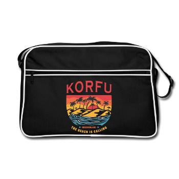 Corfu Greece Beach Design - Retro Bag - black/white - Front