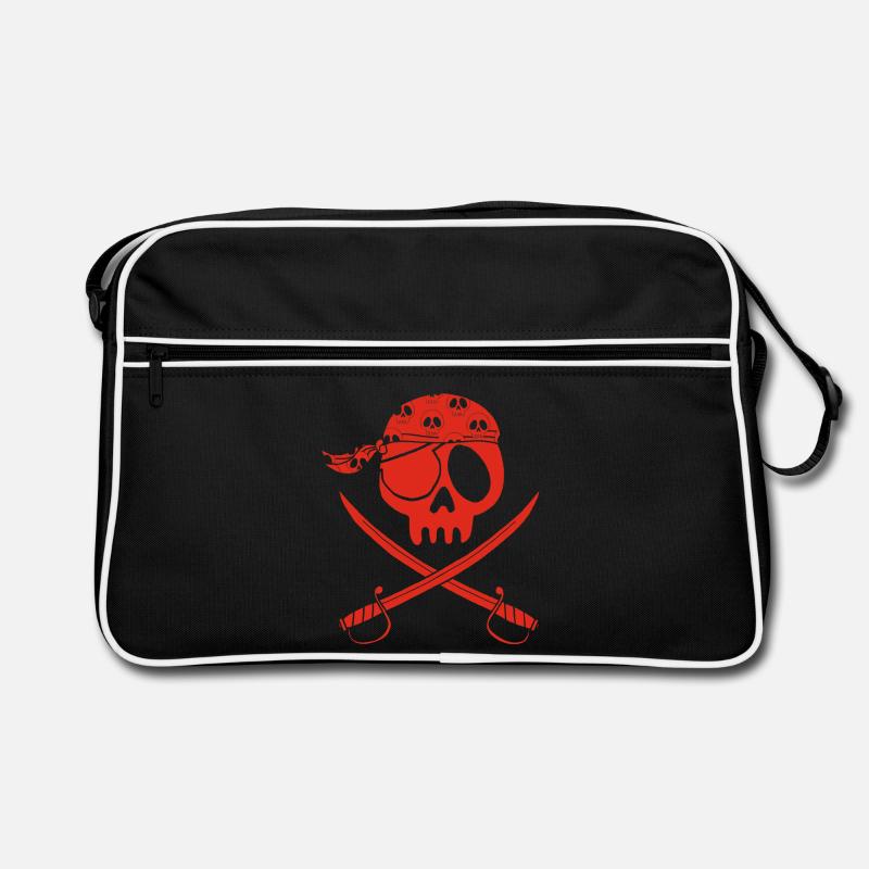 Crâne de pirate rouge Sac Retro