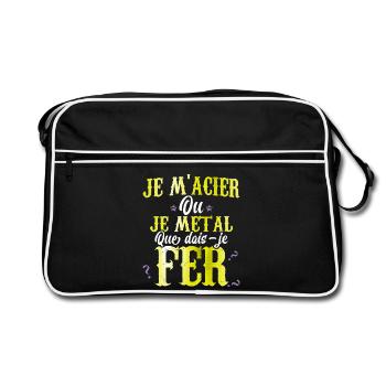Je m'acier ou je métal que dois-je faire humour - Sac Retro - noir/blanc - Devant