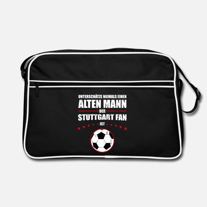 Alter Mann - Stuttgart Fan | Retro Vintage Design - Retro Tasche - Schwarz/Weiß