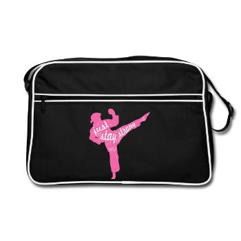 Weibliche Karateka - Retro Tasche - Schwarz/Weiß - Vorne