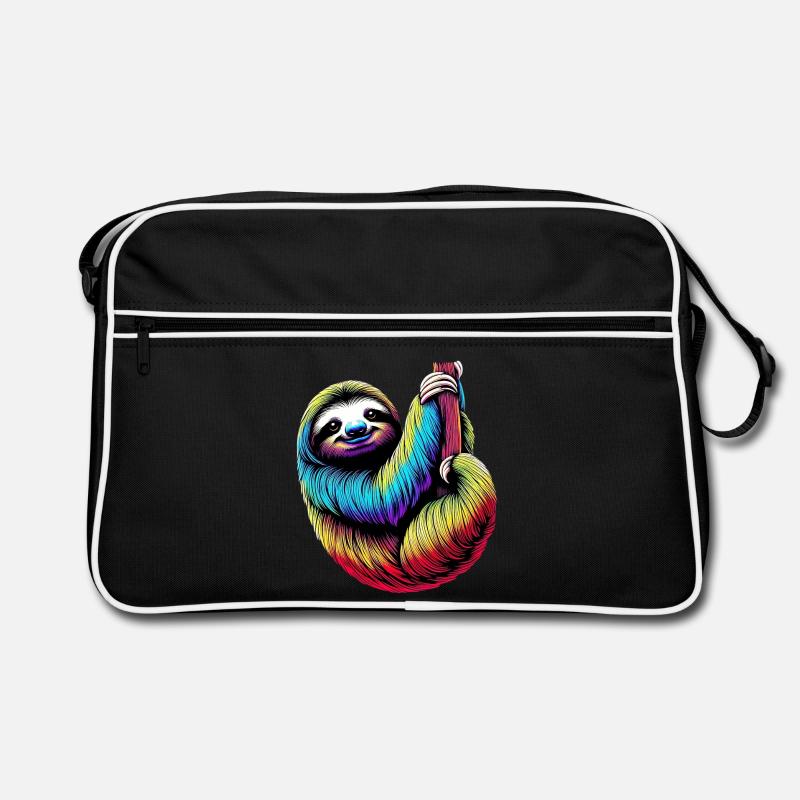 Faultier - Retro Tasche - Schwarz/Weiß