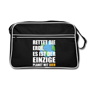 Beer Saving the Planet - Retro Bag - black/white - Front