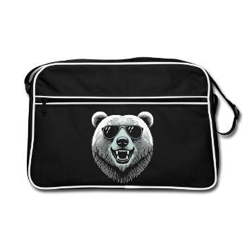 Tête ours cool avec lunettes de soleil - Sac Retro - noir/blanc - Devant