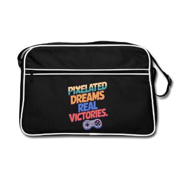 PIXELIGE TRÄUME, ECHTE SIEGE - Retro Tasche - Schwarz/Weiß - Vorne