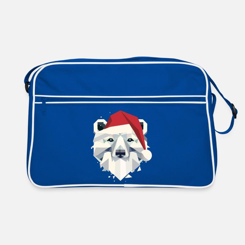 Weihnachts-Eisbär mit Santa Mütze und Bart Retro Tasche