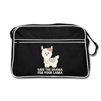 Save the drama for your lama - Retro Bag - black/white - Front