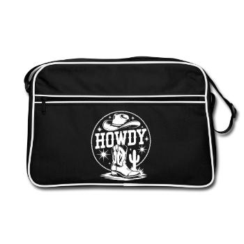 Western Cowboy Silhouette Design - Retro Bag - black/white - Front