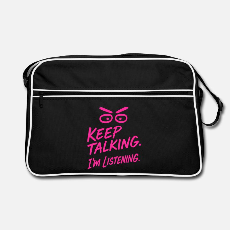 „Keep talking – Ironisches Statementshirt“ Retro Tasche