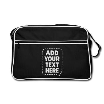 Offen für Ideen Lustige Rede FÜGEN SIE HIER IHREN TEXT HINZU. - Retro Tasche - Schwarz/Weiß - Vorne