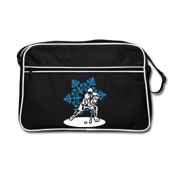 Eishockey Eiskristall Eishockeyspieler Geschenk - Retro Bag - black/white - Front