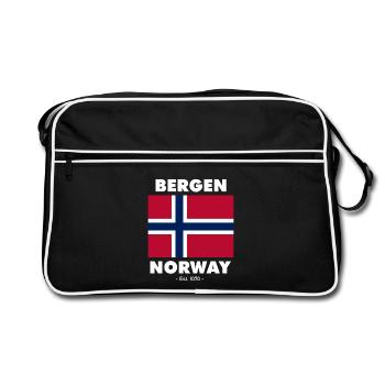 Drapeau de la Norvège - Bergen - Norge - Norwegen - Sac Retro - noir/blanc - Devant