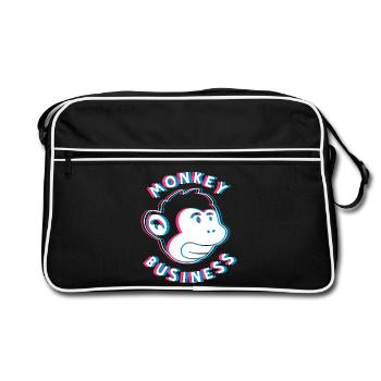 Monkey Business 3D - Art urbain graffiti Affe - Sac Retro - noir/blanc - Devant