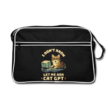 Cat GPT funny AI - Retro Bag - black/white - Front