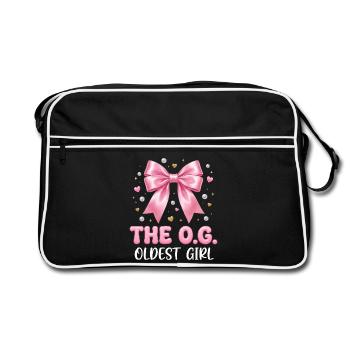 La fille la plus âgée : design familial de nœud rose - Sac Retro - noir/blanc - Devant