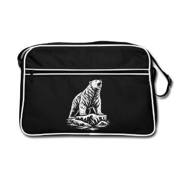 Tribal Polar Bear – Wild Polar Bear Motif - Retro Bag - black/white - Front