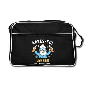 Moniteur d’après-ski Lustig - première descente gratuite - Sac Retro - noir/blanc - Devant