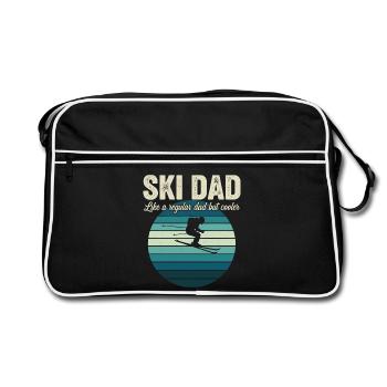 Lustiger Ski-Vater-Skifahrer - Retro Tasche - Schwarz/Weiß - Vorne