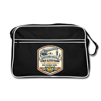 Kranmeister Alter Mann Patch - Retro Tasche - Schwarz/Weiß - Vorne