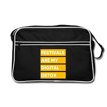 Festivals sind meine digitale Entgiftung - Retro Tasche - Schwarz/Weiß - Vorne