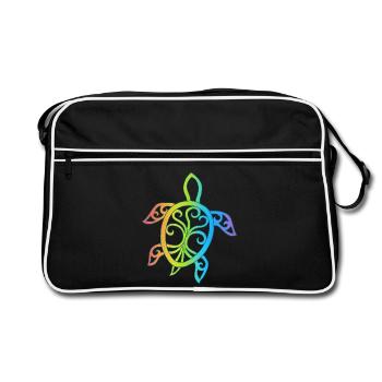 Multicolored Mandala Turtle - Retro Bag - black/white - Front