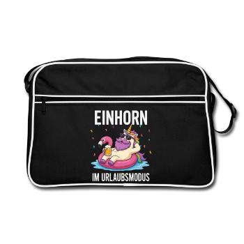 Lustiges Einhorn Urlaub Bier Party Urlaubsmodus - Retro Tasche - Schwarz/Weiß - Vorne