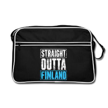 Straight Outta Finland - Finnland - finnisch - Retro Tasche - Schwarz/Weiß - Vorne