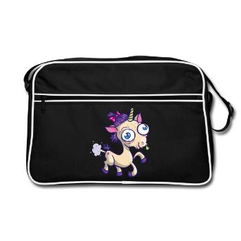 Hässliches Einhorn - Retro Tasche - Schwarz/Weiß - Vorne