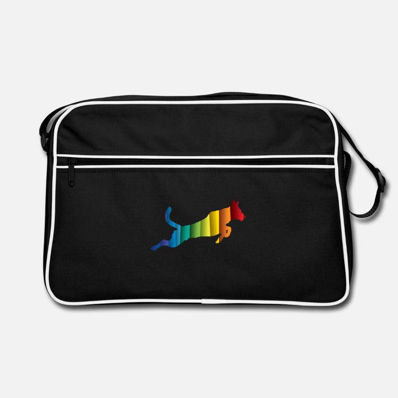 Malinois sautant chasse en cours d'exécution - Sac Retro - noir/blanc