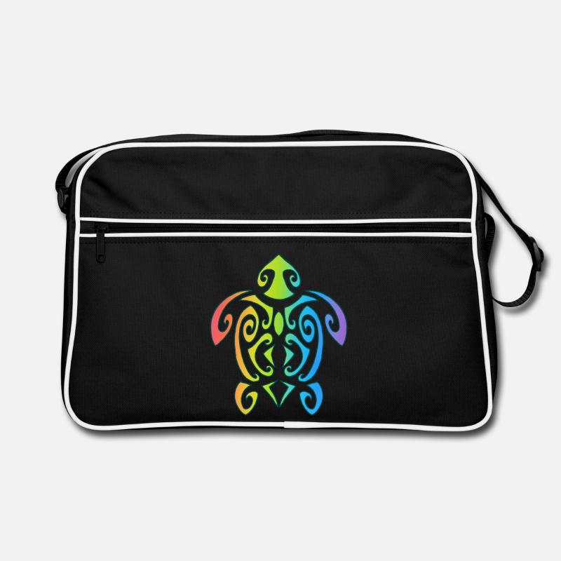 Tortue polynésienne arc-en-ciel - Sac Retro - noir/blanc