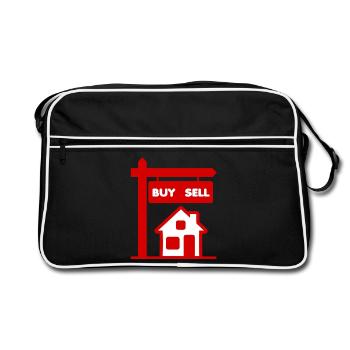 Red logo broker buy and sell - Retro Bag - black/white - Front