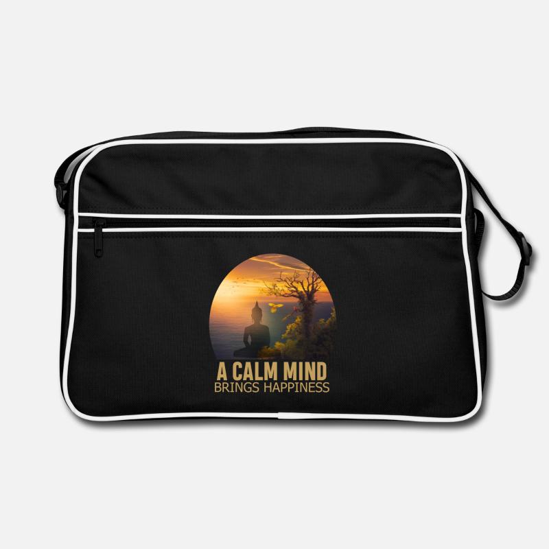 Ein ruhiger Geist bringt Glück - Retro Tasche - Schwarz/Weiß