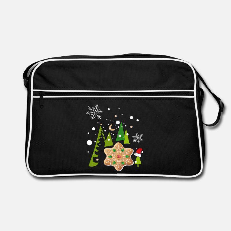 Advent, Pfefferkuchen, Kekse - Retro Tasche - Schwarz/Weiß