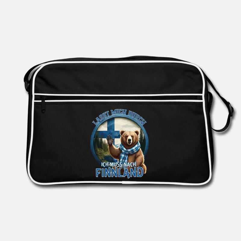 Finnland - Lasst mich Durch - Retro Tasche - Schwarz/Weiß