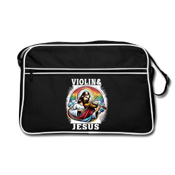 Conception musicale pour violon et Jésus Christ - Sac Retro - noir/blanc - Devant