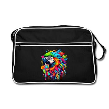 Papagei - Retro Tasche - Schwarz/Weiß - Vorne