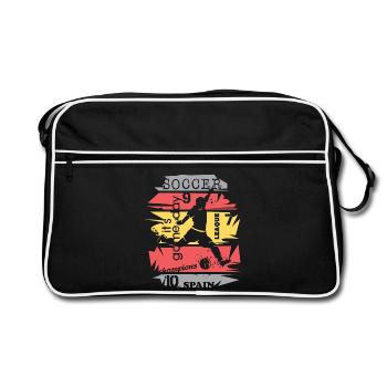 Fußball Spanien Torschuss Illustration Spieler - Retro Tasche - Schwarz/Weiß - Vorne