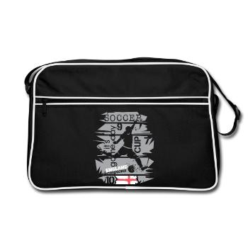 Fußball England Graffiti Collage Team Turnier icon - Retro Tasche - Schwarz/Weiß - Vorne