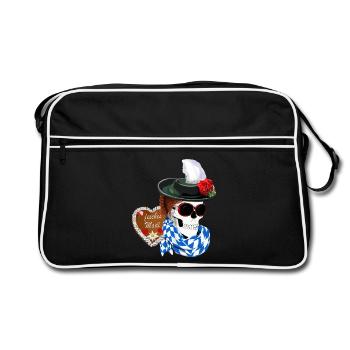 Crâne de femme avec chapeau et coiffure Gretel - Sac Retro - noir/blanc - Devant