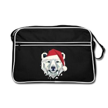Christmas Polar Bear in Modern Geometric Style - Retro Bag - black/white - Front