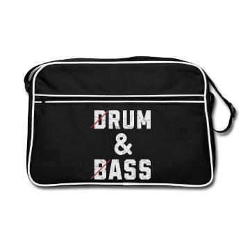Drum and Bass - Rum und Arsch - Retro Tasche - Schwarz/Weiß - Vorne